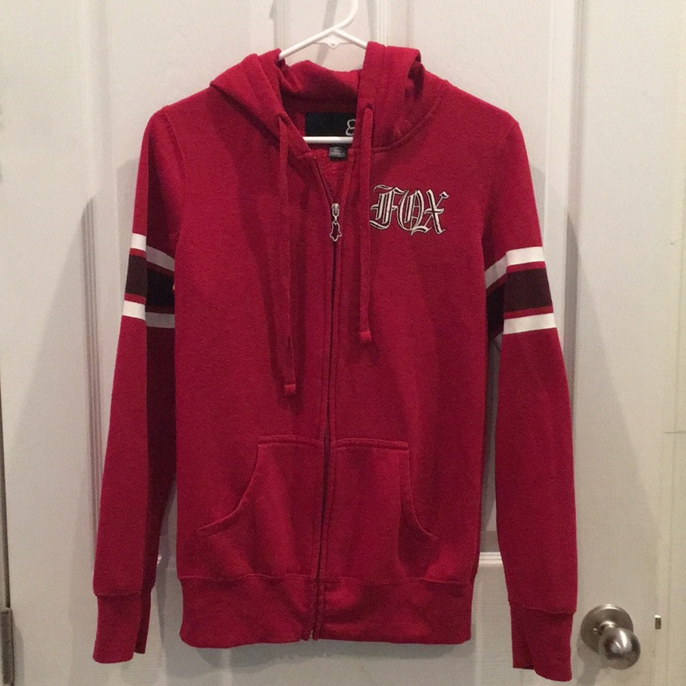 Women’s Red Varsity Fox Zip-Up Hoodie